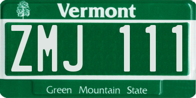VT license plate ZMJ111