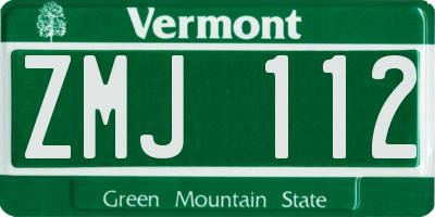 VT license plate ZMJ112