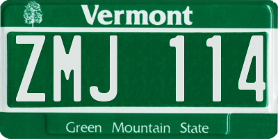 VT license plate ZMJ114
