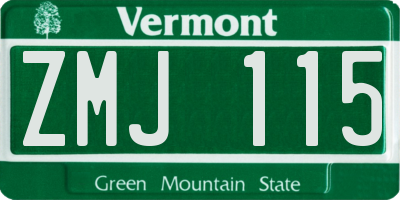 VT license plate ZMJ115
