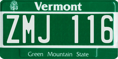 VT license plate ZMJ116