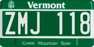 VT license plate ZMJ118