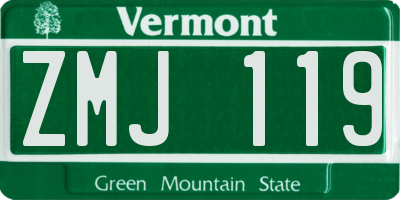 VT license plate ZMJ119