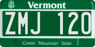 VT license plate ZMJ120