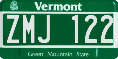 VT license plate ZMJ122