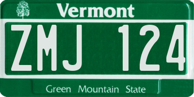 VT license plate ZMJ124