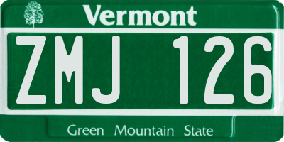 VT license plate ZMJ126