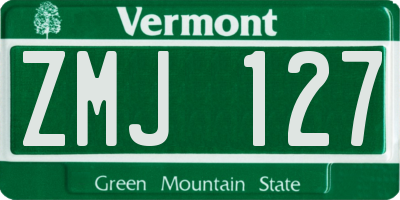 VT license plate ZMJ127
