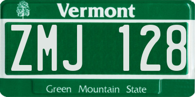 VT license plate ZMJ128