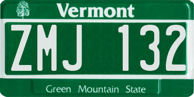 VT license plate ZMJ132