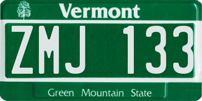 VT license plate ZMJ133