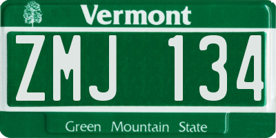 VT license plate ZMJ134