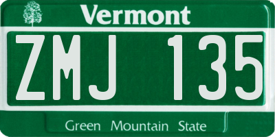 VT license plate ZMJ135