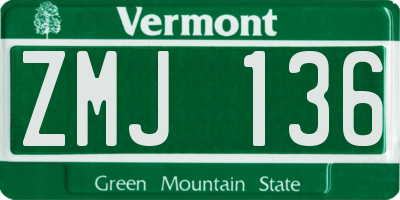 VT license plate ZMJ136