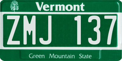 VT license plate ZMJ137