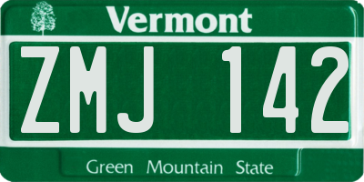 VT license plate ZMJ142
