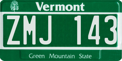 VT license plate ZMJ143