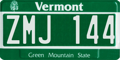 VT license plate ZMJ144