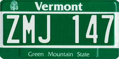 VT license plate ZMJ147