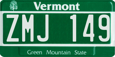 VT license plate ZMJ149