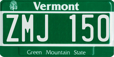 VT license plate ZMJ150