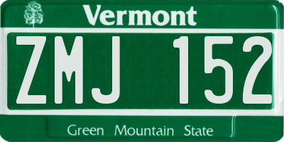 VT license plate ZMJ152