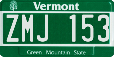 VT license plate ZMJ153