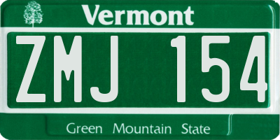 VT license plate ZMJ154
