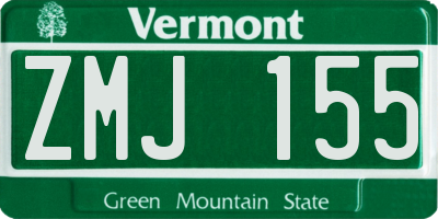 VT license plate ZMJ155