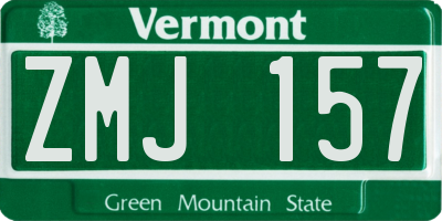 VT license plate ZMJ157