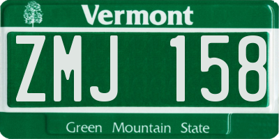 VT license plate ZMJ158