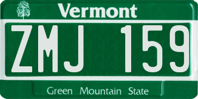 VT license plate ZMJ159