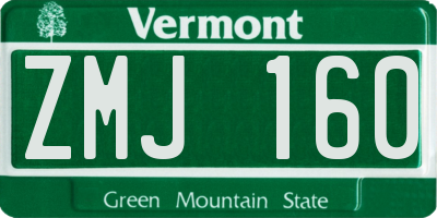 VT license plate ZMJ160