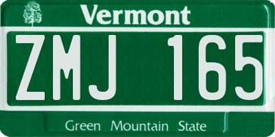 VT license plate ZMJ165