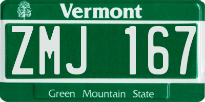 VT license plate ZMJ167