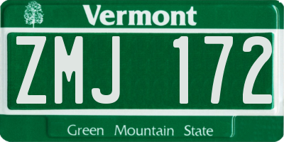 VT license plate ZMJ172
