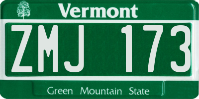 VT license plate ZMJ173