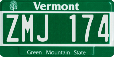 VT license plate ZMJ174
