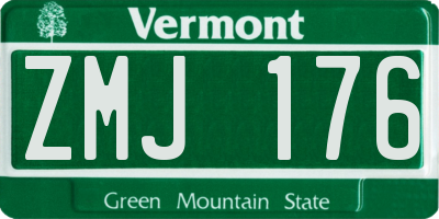 VT license plate ZMJ176