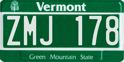VT license plate ZMJ178