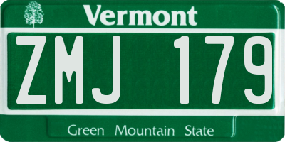 VT license plate ZMJ179