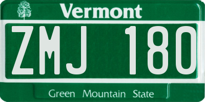 VT license plate ZMJ180
