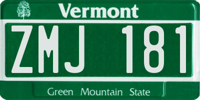 VT license plate ZMJ181