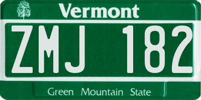 VT license plate ZMJ182