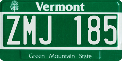 VT license plate ZMJ185