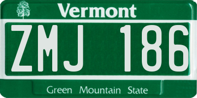 VT license plate ZMJ186