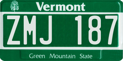 VT license plate ZMJ187