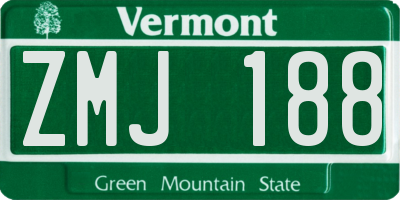 VT license plate ZMJ188