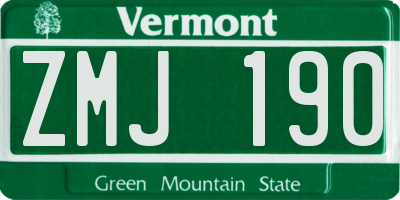 VT license plate ZMJ190