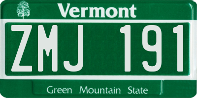 VT license plate ZMJ191